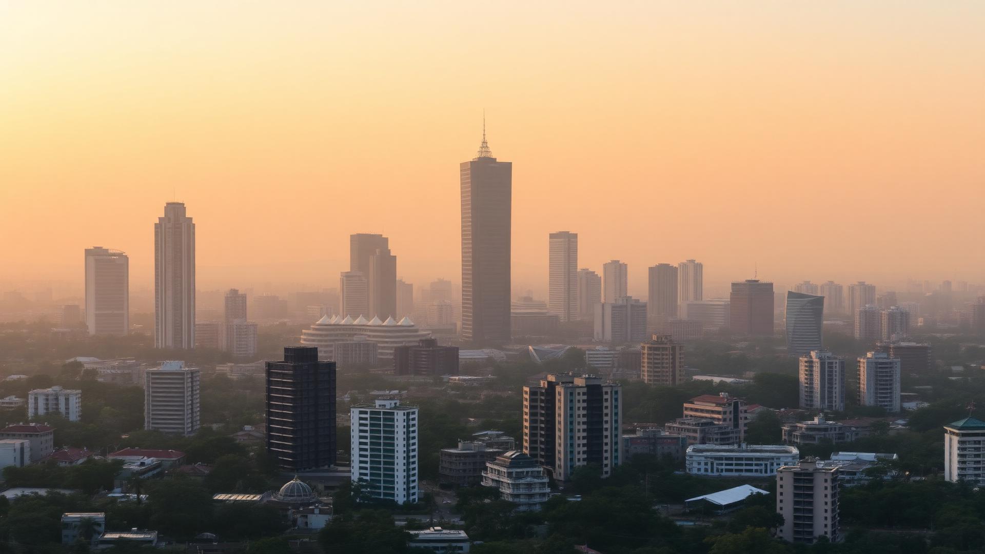 Nairobi city skyline at sunset